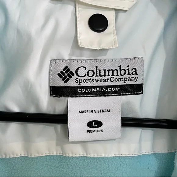 Women’s Columbia Arcadi II Rain Jacket Aqua Haze and White Color Size Large - Picture 3 of 16